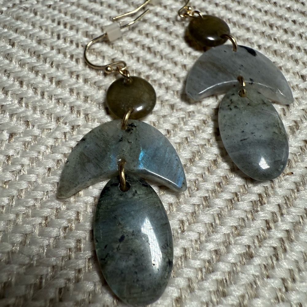 Elegant Gray Stone Earrings